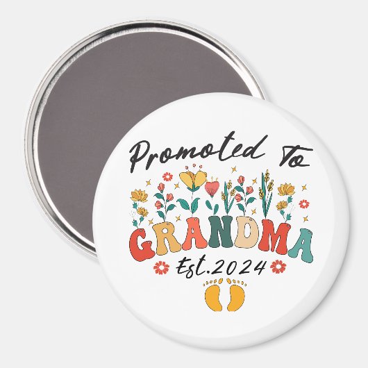 2024年おばあちゃんに昇格 祖父母のオーナメント マグネット (正面/裏面)