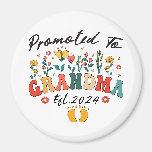 2024年おばあちゃんに昇格 祖父母のオーナメント マグネット (正面)