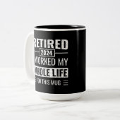 2024年おもしろい退職金退職した ツートーンマグカップ (正面左)