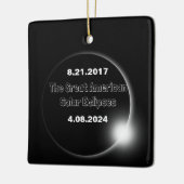 2024年および2017年の二重日食太陽の セラミックオーナメント (左)