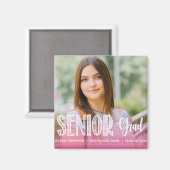 2024年かわいいピンクの写真記念の授業 マグネット (正面/裏面)