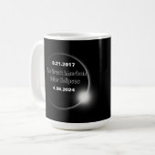 2024年と2017年の二重日付の皆既日食 コーヒーマグカップ (正面左)