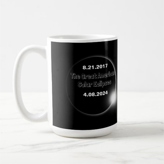 2024年と2017年の二重日付の皆既日食 コーヒーマグカップ (左)