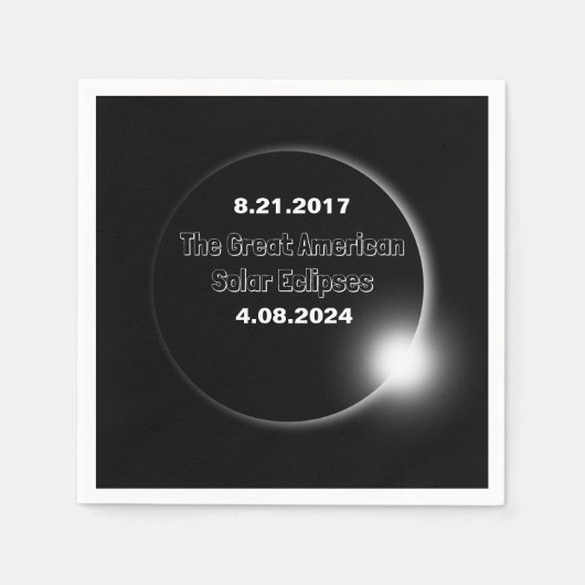 2024年と2017年の二重日付の皆既日食 スタンダードカクテルナプキン (正面)