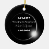 2024年と2017年の二重日付の皆既日食 セラミックオーナメント (正面)