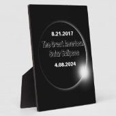 2024年と2017年の二重日付の皆既日食 フォトプラーク (側面)