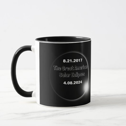 2024年と2017年の二重日付の皆既日食 マグカップ (左)