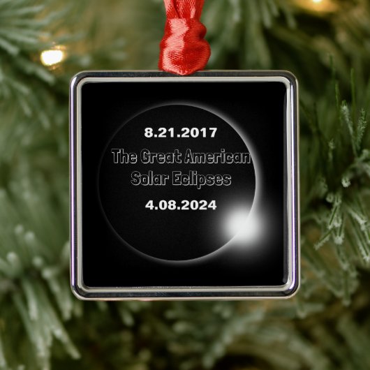 2024年と2017年の二重日付の皆既日食 メタルオーナメント (ツリー)