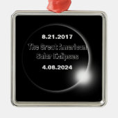 2024年と2017年の二重日付の皆既日食 メタルオーナメント (正面)
