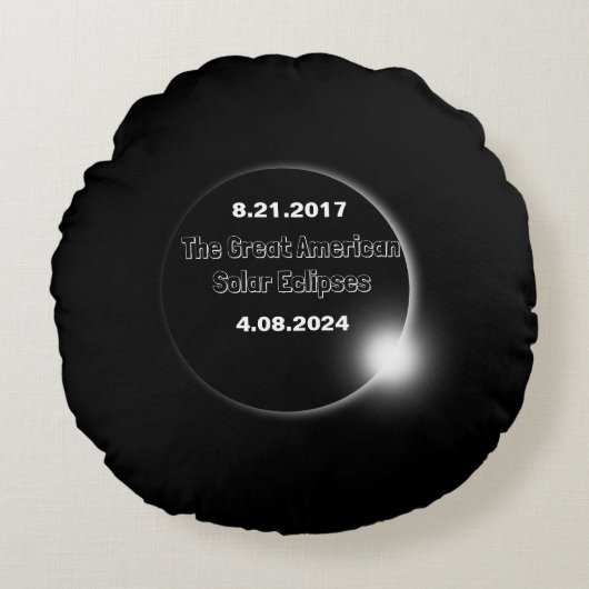 2024年と2017年の二重日付の皆既日食 ラウンドクッション (正面)