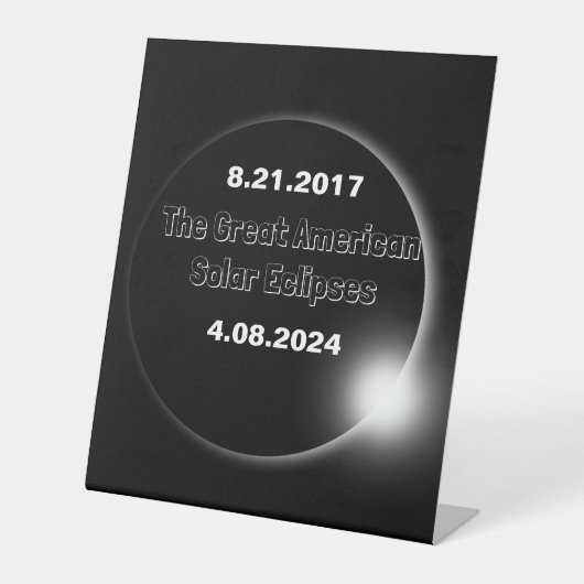 2024年と2017年の二重日付の皆既日食 台座サイン (正面)