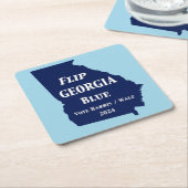 2024年にジョージア州を青に変えよう スクエアペーパーコースター (アングル)