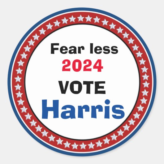 2024年にハリスボタンの投票で恐れを知らない ラウンドシール (正面)