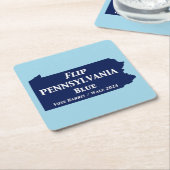 2024年にペンシルバニアの青を反転 スクエアペーパーコースター (アングル)