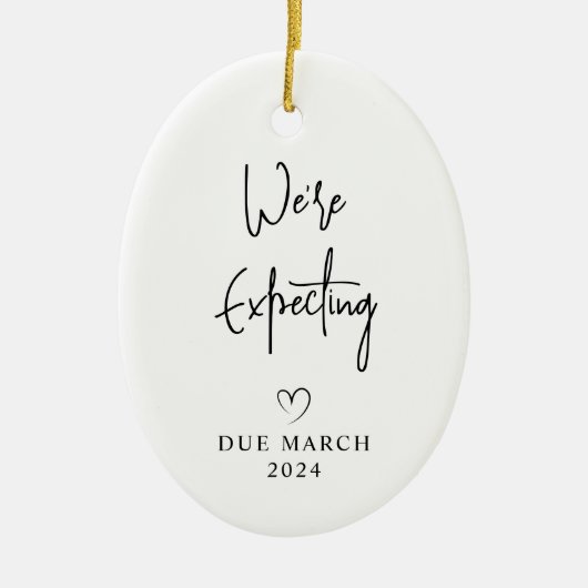 2024年に両親の写真ベビーを予定 セラミックオーナメント (正面)