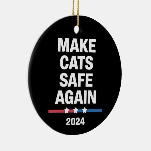 2024年に再び猫をおもしろい安全に大統領のする セラミックオーナメント (右)