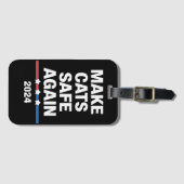 2024年に再び猫をおもしろい安全に大統領のする ラゲッジタグ (正面横)