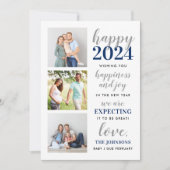 2024年に期待される新年の海軍とシルバーの幸せ シーズンカード (正面)