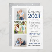 2024年に期待される新年の海軍とシルバーの幸せ シーズンカード (正面/裏面)