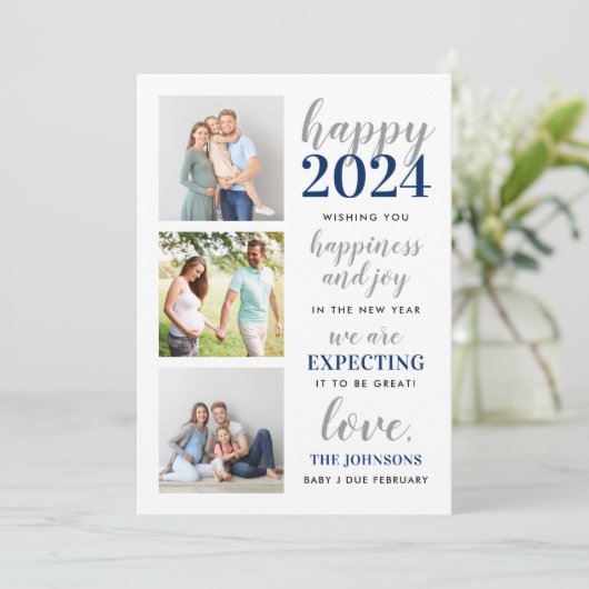 2024年に期待される新年の海軍とシルバーの幸せ シーズンカード (スタンド正面)