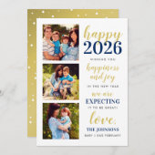 2024年に期待される新年の海軍と金ゴールド シーズンカード (正面/裏面)