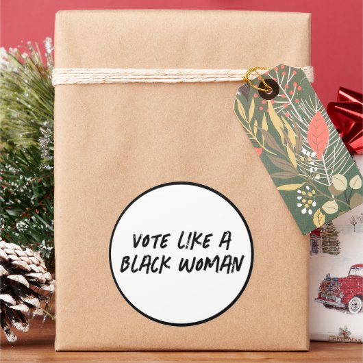2024年に黒人女性のステッカーのように青く投票する ラウンドシール (クリスマス)