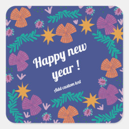 2024年のお正月のカスタマイズ可能な青モダン色 スクエアシール