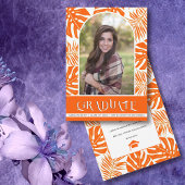 2024年のオレンジのトロピカルクラス写真卒業 案内状