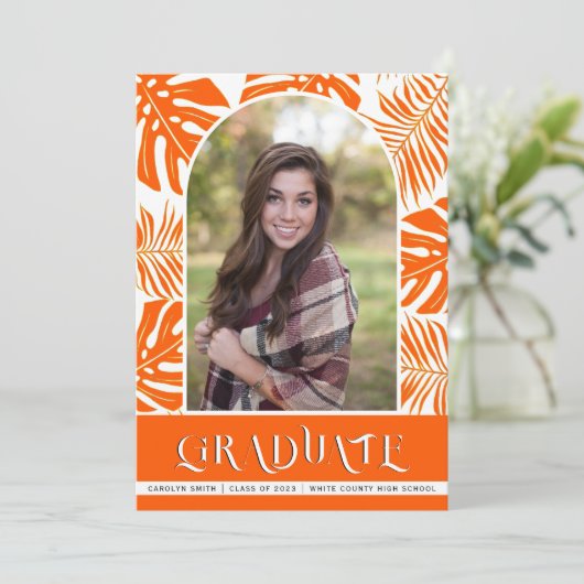 2024年のオレンジのトロピカルクラス写真卒業 案内状 (スタンド正面)
