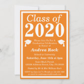 2024年のオレンジホワイトクラス卒業写真 招待状 (正面)