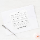 2024年のカスタム文字の月次最下位カレンダー スクエアシール (封筒)