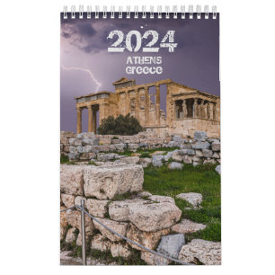 2024年のカレンダー写真とギリシャのアテネ カレンダー