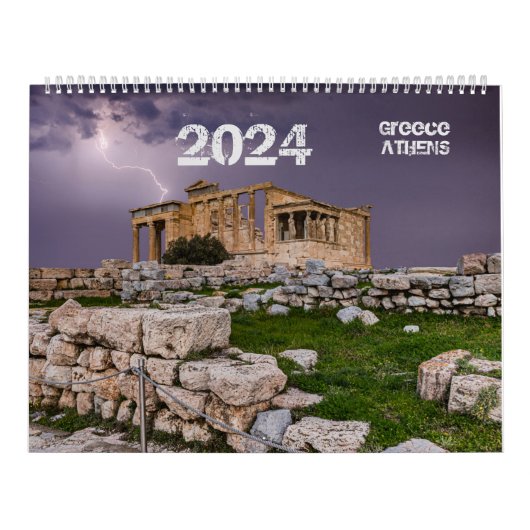 2024年のカレンダー写真とギリシャのアテネ カレンダー (カバー)
