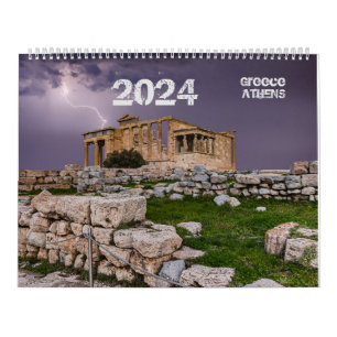 2024年のカレンダー写真とギリシャのアテネ カレンダー