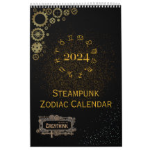 2024年のカレンダーSteampunk星占〔占星術の〕十二宮図シンボルや象徴