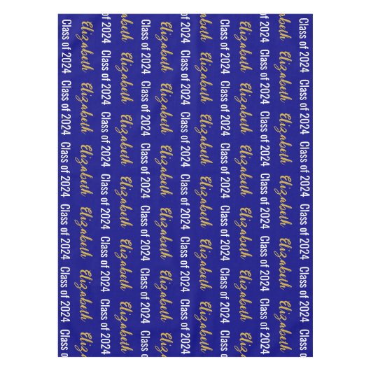 2024年のクラスと大学院名ネイビーホワイト金ゴールド テーブルクロス (正面)