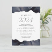 2024年のクラスのフォトブルーグレー瑪瑙の卒業 招待状 (スタンド正面)