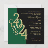 2024年のクラスエレガント金ゴールドと緑 招待状 (正面)