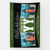 2024年のクラス森林グリーンブラック卒業写真 横断幕 (縦)