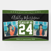 2024年のクラス森林グリーンブラック卒業写真 横断幕 (横)