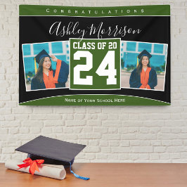 2024年のクラス森林グリーンブラック卒業写真 横断幕