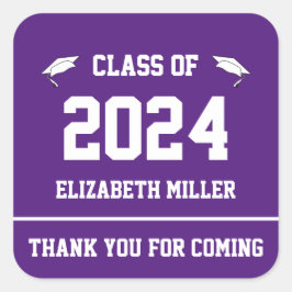2024年のクラス紫と白の卒業の好意 スクエアシール