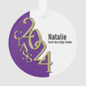 2024年のクラス紫と金ゴールド写真 オーナメント (裏面)