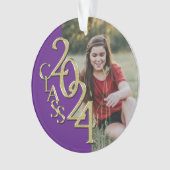 2024年のクラス紫と金ゴールド写真 オーナメント (正面)