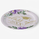 2024年のクラス紫ラベンダーフローラグラードパーティー ペーパープレート (アングル)