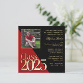 2024年のクラス金ゴールドグラッドレッドとブラック写真 招待状 (スタンド正面)