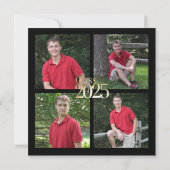 2024年のクラス金ゴールドグラッドレッドとブラック写真 招待状 (裏面)