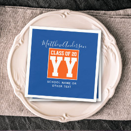 2024年のクラス青とオレンジの卒業パーティー スタンダードカクテルナプキン