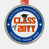 2024年のクラス青とオレンジの大学院卒業 メタルオーナメント (正面)