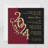 2024年のクラスGrad Burgundyと金ゴールド 招待状 (正面)